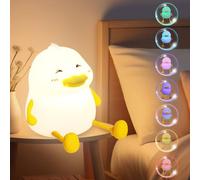 worahroe Pato Luz De Noche NiñOs, Pato De Silicona Regulable Luz De Noche Con Temporizador De 30 Minutos, 7 Colores Cabecera Usb Recargable LáMpara De Control TáCtil Regalos Para NiñOs, NiñAs