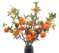 Woration 3 ramas artificiales de naranjo para plantas de mandarina, para decoración del hogar, oficina, boda, ventana, 37.4 pulgadas
