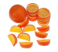 Woration Juego de 19 bloques artificiales de naranjas falsas y rebanadas, modelo de frutas de simulación, naranjas realistas, decoración del hogar para fiesta, cocina, boda, accesorios de adorno