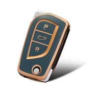 WORCAS Compatible con funda para llave Toyota con patrón dorado de TPU suave de protección de 360 grados para llave Fortuner Tundra Camry RAV4 Highlander Corolla Smart Key (gris)