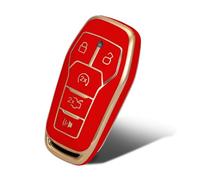 WORCAS Funda de protección de 360 grados de TPU suave con patrón dorado compatible con Ford F150 Explorer Fusion Mustang Edge Lincoln MKZ MKC MKX 5 botones Smart Key (rojo)