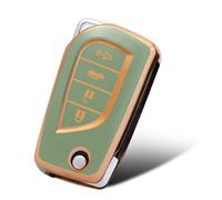 WORCAS Funda de protección de TPU suave con patrón dorado compatible con Toyota 4 botones Avalon Camry Corolla Fortuner Highlander Levin RAV4 LE Sequoia Sienna Tacoma Tundra Yaris (verde)