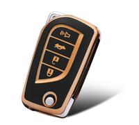 WORCAS Funda de protección de TPU suave con patrón dorado compatible con Toyota 4 botones Avalon Camry Corolla Fortuner Highlander Levin RAV4 LE Sequoia Sienna Tacoma Tundra Yaris (negro)