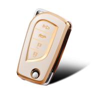 WORCAS Funda de protección de TPU suave con patrón dorado compatible con Toyota 4 botones Avalon Camry Corolla Fortuner Highlander Levin RAV4 LE Sequoia Sienna Tacoma Tundra Yaris (blanco)