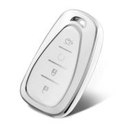 WORCAS Funda de TPU suave con patrón plateado de protección de 360 grados compatible con Chevy 3 botones Malibu Equinox Traverse Camaro Cruze Blazer Volt Bolt (plateado-blanco)