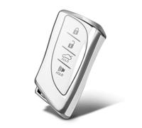 WORCAS Funda de TPU suave de alta calidad con patrón plateado compatible con Lexus de 4 botones ES350 ES300h UX200 LS500 LS500H LC500 LC500h (plateado-blanco)