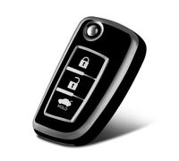 WORCAS Funda de TPU suave de alta calidad con patrón plateado compatible con Nissan Rogue Rogue Select Rogue Sport Flip 3 botones TPU remoto sin llave funda protectora (plateado-negro)