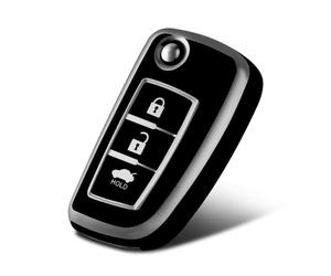 WORCAS Funda de TPU suave de alta calidad con patrón plateado compatible con Nissan Rogue Rogue Select Rogue Sport Flip 3 botones TPU remoto sin llave funda protectora (plateado-negro)