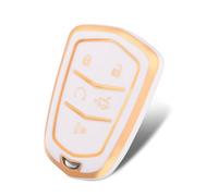 WORCAS Funda de TPU suave para llavero compatible con Cadillac de 5 botones 2015-2019 Escalade CTS SRX XT5 ATS STS CT6 Entrada sin llave Control remoto Llave inteligente (blanco)