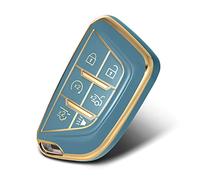 WORCAS Funda de TPU suave para llavero compatible con Cadillac Escalade CTS SRX XT5 ATS STS CT6 entrada sin llave inteligente (gris)