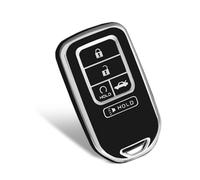 WORCAS Funda de TPU suave para llavero compatible con Honda Accord Civic CR-V CRV Pilot Passport Insight EX EX-L 5 botones de entrada sin llave (plateado-negro)