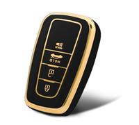 WORCAS Funda de TPU Suave para Llavero Compatible con Toyota 2018-2022 Camry RAV4 Highlander Avalon C-HR Prius Corolla GT86 Smart Key -2 3 4 Botones (Negro)