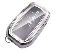 WORCAS Funda para llave de TPU suave compatible con Toyota 2019 Land Cruiser, 2021 Venza, 2021 RAV4 Prime, Fortune, 2 3 4 5 botones de control remoto de entrada sin llave (plata)