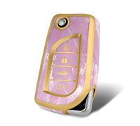 WORCAS Funda para llavero compatible con Toyota Avalon Camry Corolla Fortuner Highlander Levin RAV4 LE Sequoia Sienna Tacoma Tundra Yaris (patrón de melocotón)