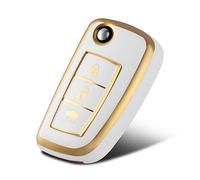 WORCAS Funda protectora de TPU para llavero inteligente compatible con Nissan Rogue Select Rogue Sport Flip 3 botones TPU remoto sin llave carcasa de protección (blanco)