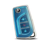 WORCAS Funda protectora de TPU suave para llave de coche compatible con Toyota Avalon Camry Corolla Fortuner Highlander Levin RAV4 LE Sequoia Sienna Tacoma Tundra Yaris (azul mate)