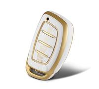 WORCAS Funda protectora para llavero inteligente de TPU compatible con Hyundai Elantra Ioniq Sonata Tucson Elantra GT de 4 botones de entrada sin llave (blanco)