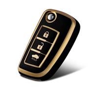 WORCAS Funda protectora para llavero inteligente de TPU compatible con Nissan Rogue Select Rogue Sport Flip 3 botones TPU remoto sin llave carcasa de protección (negro)
