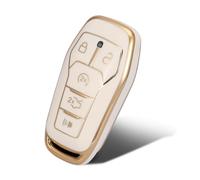 WORCAS Patrón dorado suave TPU 360 grados protección clave caso compatible con Ford F150 Explorer Fusion Mustang Edge Lincoln MKZ MKC MKX 5 botones llave inteligente (blanco)