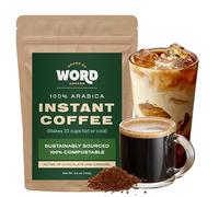 Word Arabica - Café instantáneo tostado medio, café caliente o helado de origen responsable, embalaje compostable, 100 porciones (300 g)