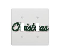 Word Christmas in Dark Forest Green Cursiva - Placa de pared con doble interruptor, tamaño estándar, 11,4 x 11,4 cm