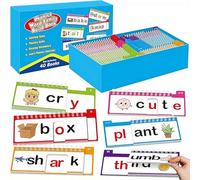 Word Family Build Book para niños: 40 libros dinámicos de fonética con palabras, tarjetas flash fonéticas y palabras a la vista para preescolar, jardín de infantes, actividades de aprendizaje en casa