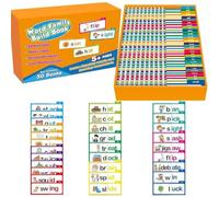 Word Family Flip Books - 30 tarjetas de vocabulario de lectura y rima, tarjetas flash de palabras visuales, juegos de lectura educativos, 30 libros de lectura y rimas