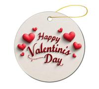 Word Happy Valentine's Day - Adornos colgantes para árbol de Navidad, 2 piezas, 7,2 cm, redondos de doble cara