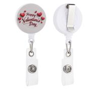 Word Happy Valentine's Day - Soporte retráctil para tarjetas de identificación con diseño de corazones rojos para médicos, enfermeras, estudiantes, trabajadores de oficina