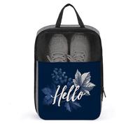 Word Hello - Bolsa para zapatos de golf, diseño de hojas de arce en azul marino, para viajes, uso diario, antipolvo