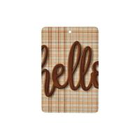 Word Hello In Brown - Ambientadores de aire para coche, diseño vintage con letras cursivas, 4 unidades, tarjetas perfumadas para colgar en tabletas de aromaterapia