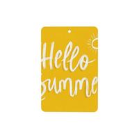 Word Hello Summer On Yellow - Ambientadores minimalistas para coche, 4 unidades, tarjetas perfumadas colgantes, tarjetas perfumadas para coche, tabletas de aromaterapia