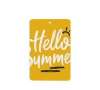 Word Hello Summer On Yellow - Ambientadores para coche, 4 unidades, tarjetas perfumadas colgantes, tarjetas perfumadas para coche, tabletas de aromaterapia