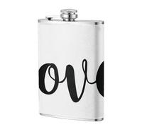 Word Love in Cursive Simple Line - Petaca de bolsillo de 226.8 g, banderas de acero inoxidable para papá, padrino de boda, viajes, camping