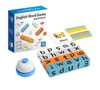 Word Race Spelling Game for Kids, Fun Educational Phonics Puzzle with 64 Flashcards & 20 Wooden Alphabet Blocks, Learning Toys Gift for Boys Girls Ages 3-8 Preschool Classroom Fun Spelling Aid
