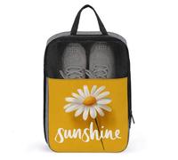 Word Sunshine and Single Daisy on Yellow - Bolsa de zapatos para viajes, uso diario, bolsa de almacenamiento antipolvo para zapatos de golf
