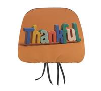 Word Thankful in Colorful Letters on Orange Printed Car Headrest Cover, 2 piezas, funda elástica cómoda para reposacabezas para mujeres y hombres, universal se adapta a la mayoría de coches