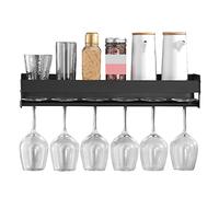 WORDFUN Estante De Copas De Vino Tinto De Pared Doble Capa, Negro Estante for Copas Vino con Tornillos, Aluminio Metal Soporte Copas Colgante, Antideslizante, Fácil De Almacenar