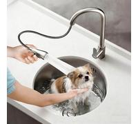 WORDFUN Fregadero De Cocina Redondo, 28/30/32/36/40cm De Diámetro, Fregadero De Acero Inoxidable con Grifo Extraíble, para El Hogar, Tiendas, Restaurantes, Bares, Space Saving(28x28cm)