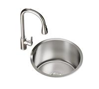 WORDFUN Fregadero De Cocina Redondo De Acero Inoxidable, Bajo Encimera sobre Encimera, Fregadero Circular De Caravana, Una Cubeta, para Cocina, Comedor, Bar, 28 30 32 36 40 42cm(32x32cm)