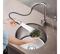 WORDFUN Fregadero Redondo De Acero Inoxidable, Fregadero De Cocina De 30/32/36/40/42cm De Diámetro, Adatto A Casa, Ristorante, Bar, Cucina, Bagno, Cantina, Garage, Ahorrar Espacio(28x28cm)