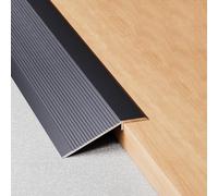 WORDFUN Perfil De Transición para Suelo, Tira De Umbral 10cm Extra Ancho De Aluminio, Reductor De Umbral Altura 10mm-35mm, Tapajuntas para Suelo, Longitud 90cm, Negro/Plata/Oro(IronGray)