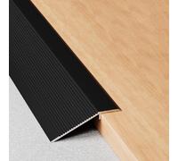 WORDFUN Perfil De Transición para Suelo, Tira De Umbral 10cm Extra Ancho De Aluminio, Reductor De Umbral Altura 10mm-35mm, Tapajuntas para Suelo, Longitud 90cm, Negro/Plata/Oro(Black)