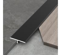 WORDFUN Perfil En T De Aluminio, 3x0.9M Tiras De Transición para Suelo, Tira De Cubierta De Costura De Umbral, Floor Strip para Transiciones Entre Baldosas Suelos De Madera Moquetas(Black,25mm)