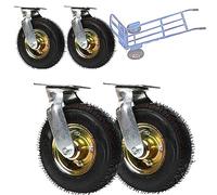 WORDFUN Ruedas Neumáticas De Repuesto, Rueda Giratoria De 6/8/10", Tranquila Y Fácil De Deslizar, con Montaje De Vástago Roscado, Ruedas Muebles Industrial, para Carro Móvil, Roulettes Roues