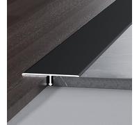 WORDFUN Tapajuntas Suelo/Perfil De Transición, 270cm Aluminio Tira De Umbral De Transición, Tira Divisoria De Piso En T, para Cubrir Pisos Irregulares, Rellenar Espacios Y Reformar(Black,25mm)