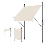 WORDFUN Toldo De Balcón con Manivela, Toldo Enrollable Exterior, Regulable En Altura, Repelente Al Agua, para Jardines, Patios, Balcones, Tiendas, Cafeterías, Sin Taladro(Offwhite,400x120cm)