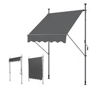 WORDFUN Toldo De Balcón con Manivela, Toldo Enrollable Exterior, Regulable En Altura, Repelente Al Agua, para Jardines, Patios, Balcones, Tiendas, Cafeterías, Sin Taladro(Gray,300x120cm)