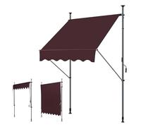 WORDFUN Toldo De Balcón con Manivela, Toldo Enrollable Exterior, Regulable En Altura, Repelente Al Agua, para Jardines, Patios, Balcones, Tiendas, Cafeterías, Sin Taladro(Winered,250x120cm)