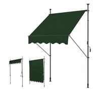 WORDFUN Toldo De Balcón con Manivela, Toldo Enrollable Exterior, Regulable En Altura, Repelente Al Agua, para Jardines, Patios, Balcones, Tiendas, Cafeterías, Sin Taladro(Darkgreen,150x120cm)
